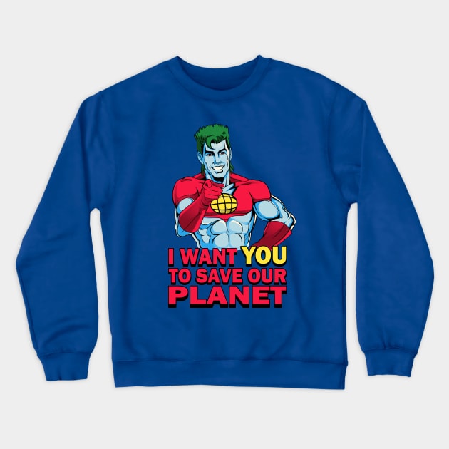 Planeteer Call Crewneck Sweatshirt by Batang 90s Art